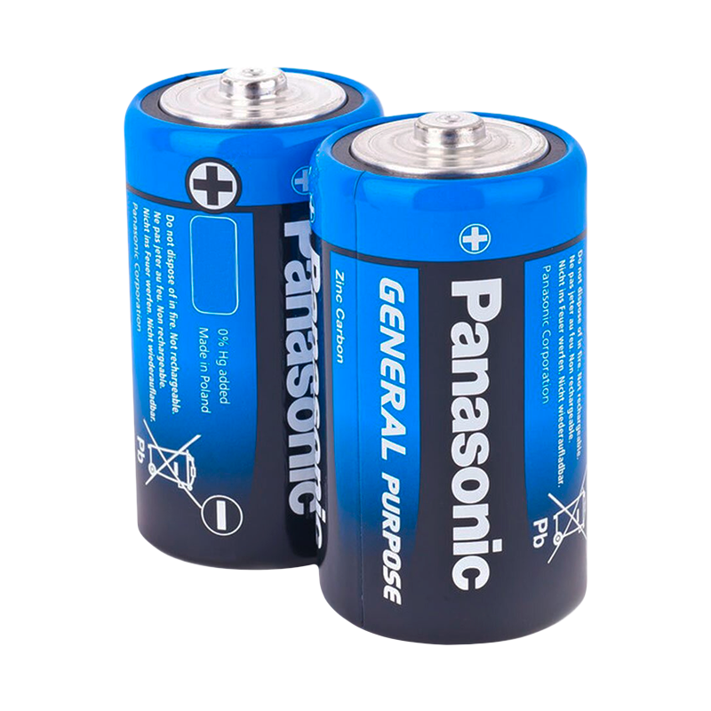 *Батарейка Panasonic GENERAL Purpose R20 D Shrink 2 1.5V (2/24/288) 