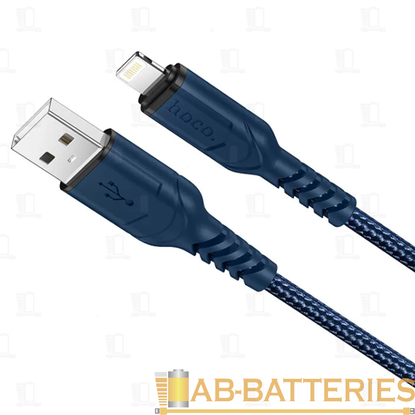 Кабель HOCO X59 USB (m)-Lightning (m) 1.0м 2.4A нейлон синий (1/30/300)