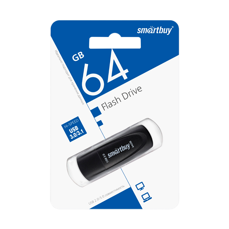 Флеш-накопитель Smartbuy Scout 64GB USB3.0 пластик черный