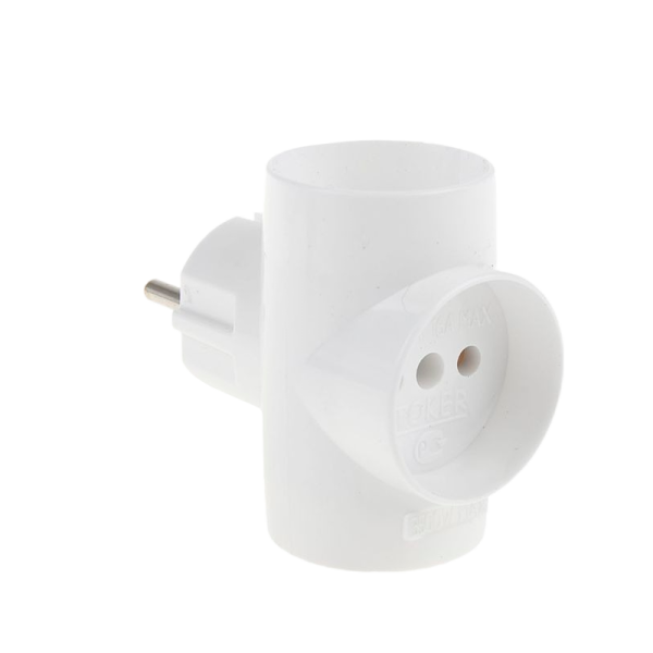 Разветвитель Toker 3Т 3р.Б/З в индивидуальной упаковке белый (1/50)