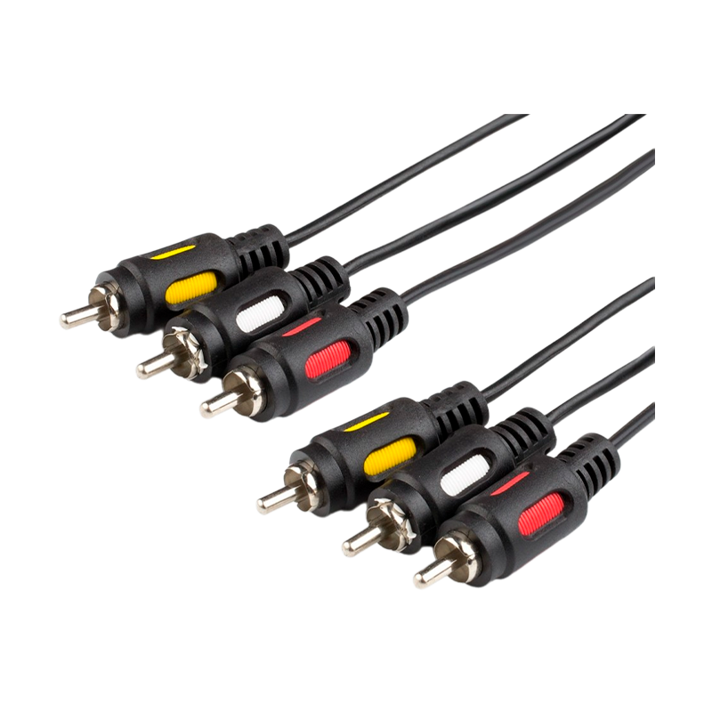 Кабель Atcom AT0711 3xRCA (m)-3xRCA (m) 1.8м силикон черный в пакете (1/10/125)