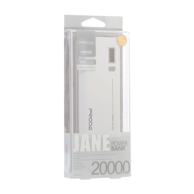 Внешний аккумулятор Proda PPL-6 JANE V10i 20000mAh 2.1A 2USB белый