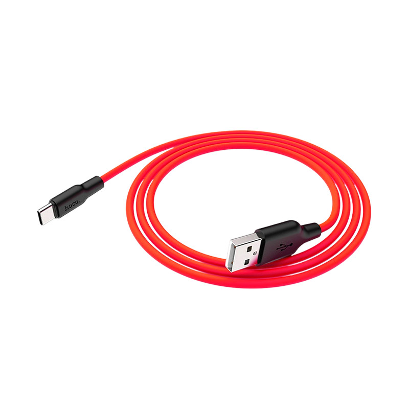 Кабель HOCO X21 Plus USB (m)-Type-C (m) 1.0м 3.0A силикон черный красный (1/28/168)