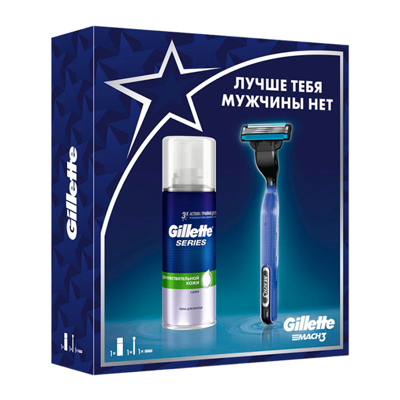 Набор Gillette Mach3 START с гелем для бритья Gillette MACH3