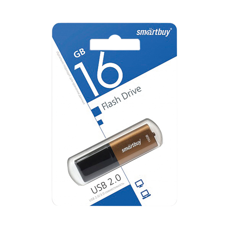 Флеш-накопитель Smartbuy X-Cut 16GB USB2.0 пластик коричневый