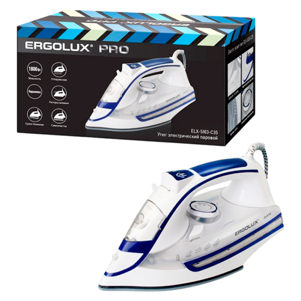 Утюг Ergolux ELX-SI03-C35 2600W белый синий