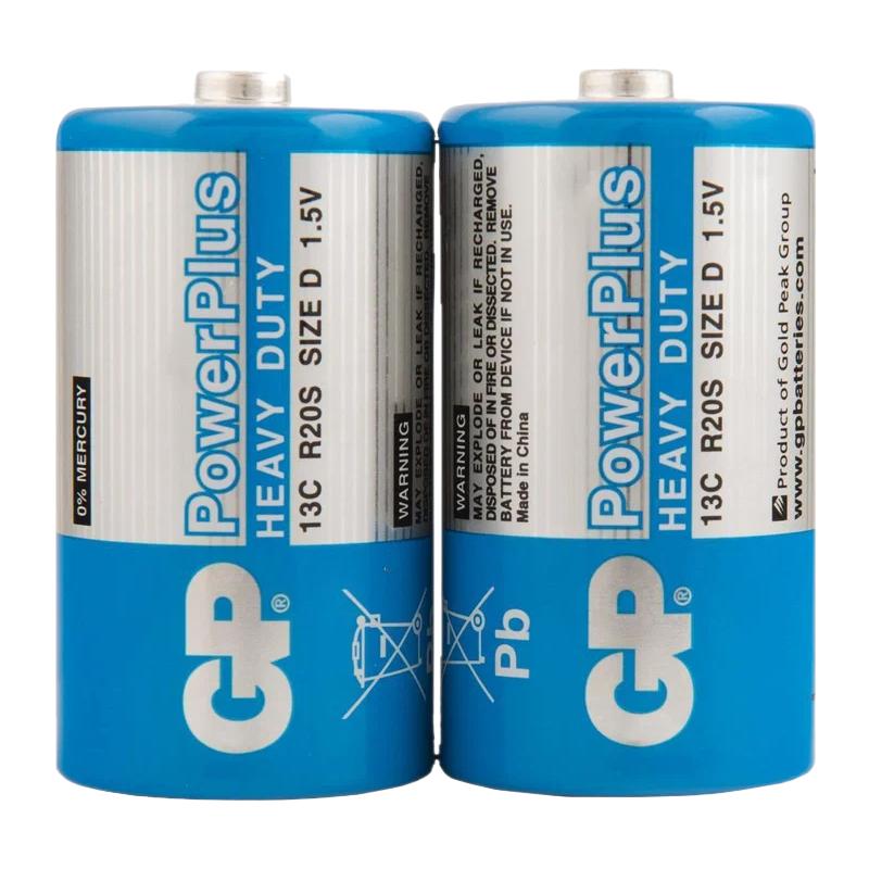 Батарейка GP PowerPlus R20 D Shrink 2 Heavy Duty 1.5V (2/20/200)