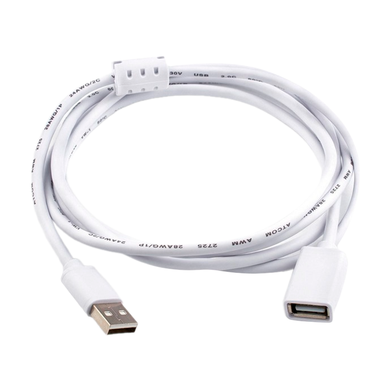 Кабель Atcom USB (m)-USB (f) 1.8м силикон белый (1/10/250)