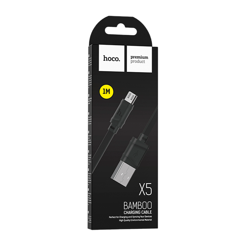 Кабель HOCO X5 USB (m)-microUSB (m) 1.0м 2.4A ПВХ черный (1/30/300)