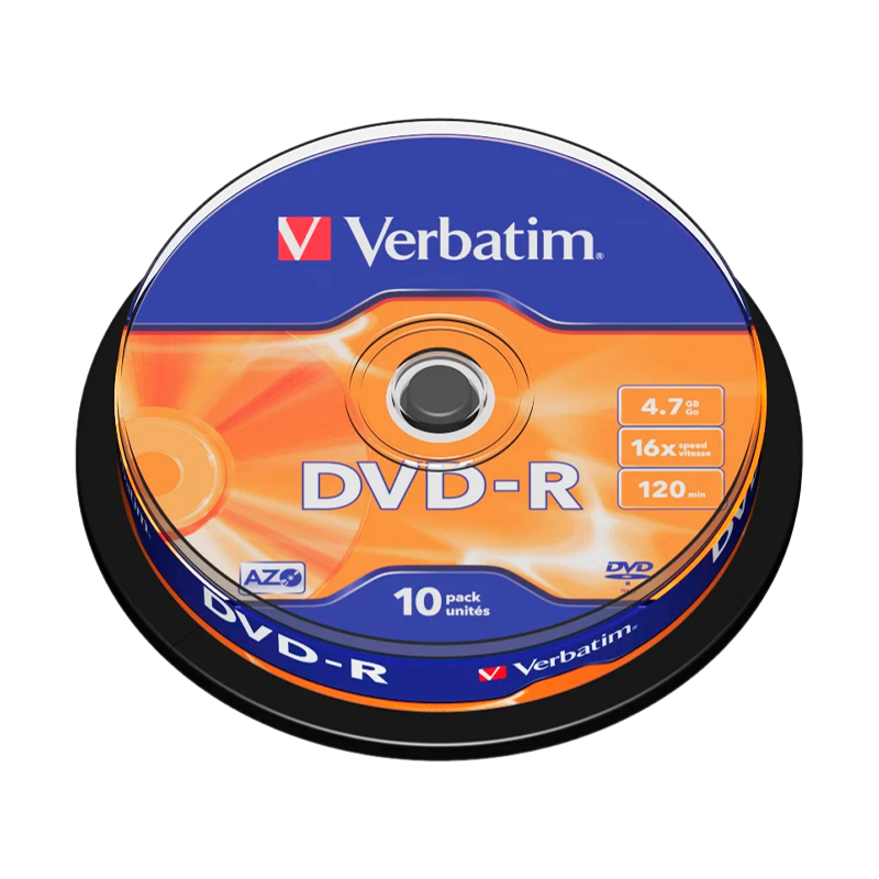 Диск DVD-R Verbatim 4.7GB 16x 10шт. cake box (10/200)