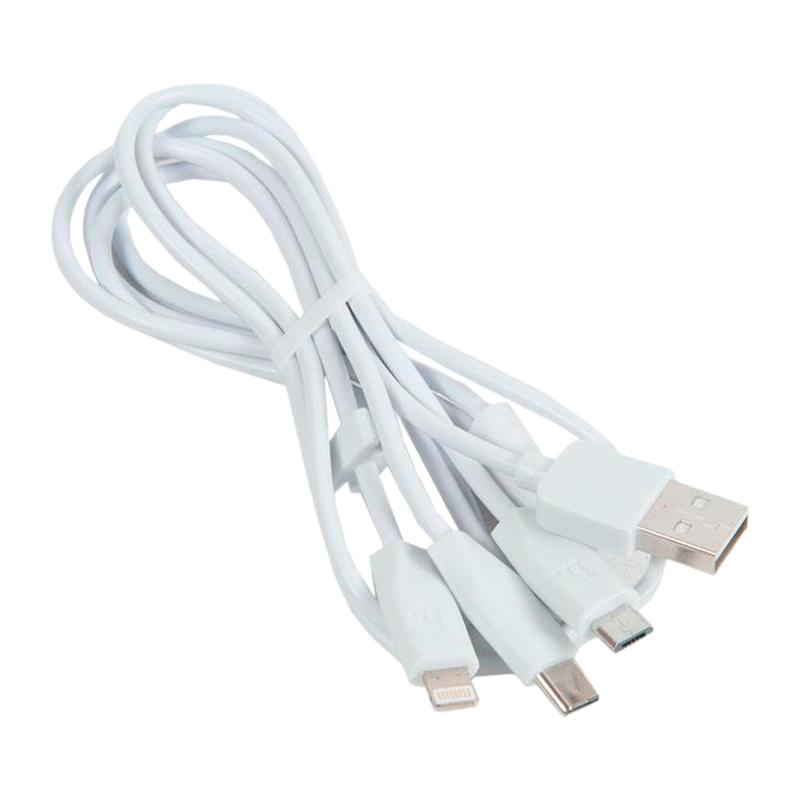 Кабель HOCO X1 USB (m)-2хType-C/Lightning/microUSB (m) 1.0м 2.4A ПВХ белый (1/30/300)
