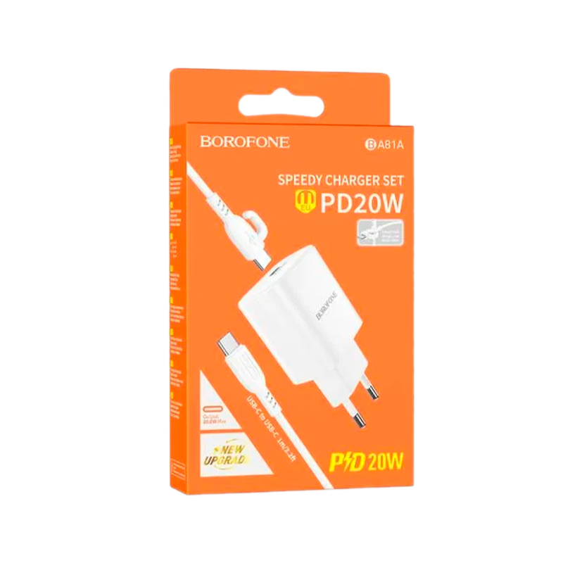 Сетевое З/У Borofone BA81A 1USB/Type-C 3.0A 20W QC3.0 белый (1/35/140)