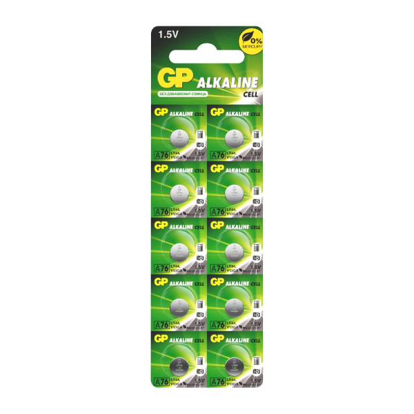 Батарейка GP G13/LR1154/LR44/357A/A76 BL10 Alkaline 1.5V отрывные (10/250/5000)