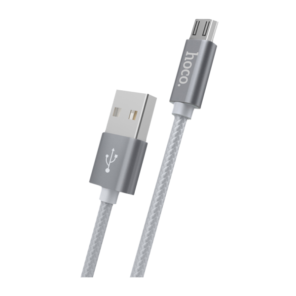 Кабель HOCO X2 USB (m)-microUSB (m) 1.0м 2.1A нейлон серый (1/30/300)