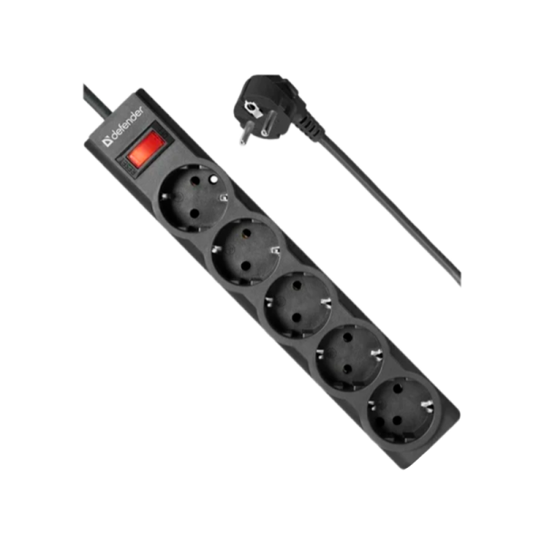 Сетевой фильтр Defender ES largo 3 5р.С/З 10A 125 Дж 3.0м черный (1/30)