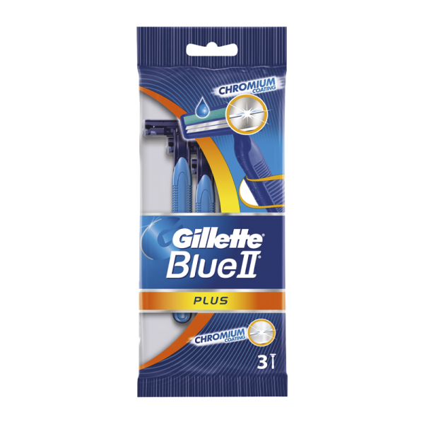 Бритва Gillette Blue II Plus 2 лезвия пластиковая ручка ENG 3шт. (1/40)