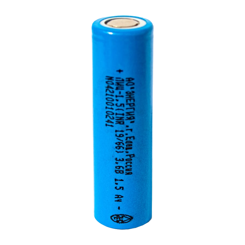 Аккумулятор Li-ion Энергия 18650 19/66 PK1 Li-ion INR 3.6V 1500mAh без защиты плос.конт. (1/78)