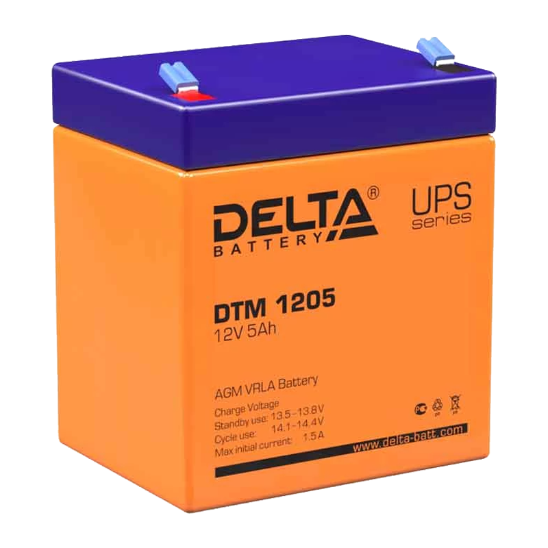 Аккумулятор свинцово-кислотный Delta DTM 1205 12V 5Ah (1/10)