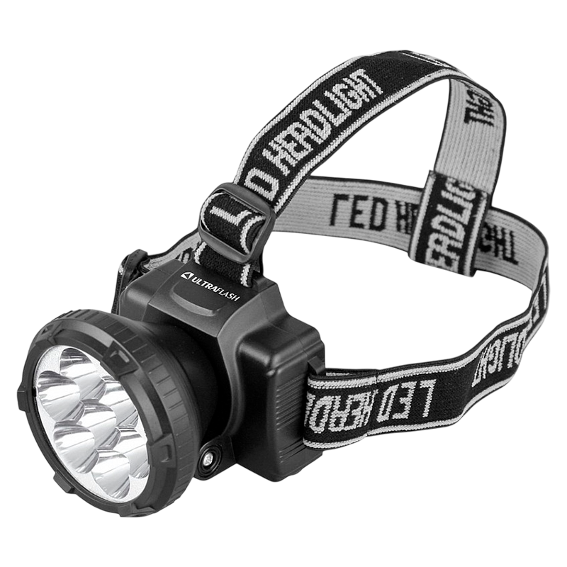 Фонарь налобный Ultraflash LED5362 0.9W 7LED от батареек 2 режима черный (1/5/100)