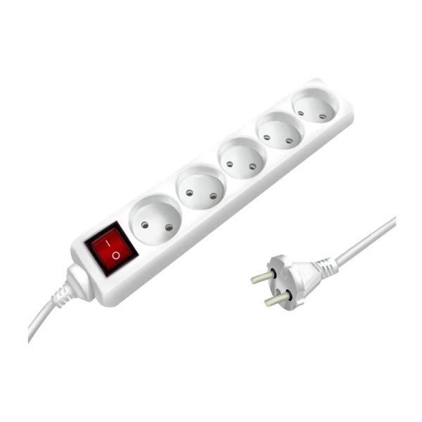 Удлинитель Старт S 5р.Б/З 10A 5.0м с выкл. белый