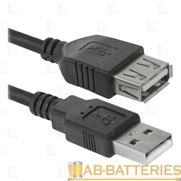 Кабель Defender USB02-06 USB (m)-USB (f) 1.8м силикон ver.1.4 черный (1/25/250)