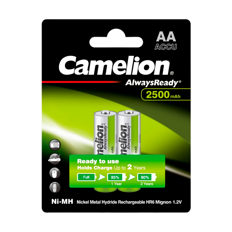 Аккумулятор предзаряженный RTU Camelion HR6 AA BL2 NI-MH Always Ready 2500mAh (2/24/384)