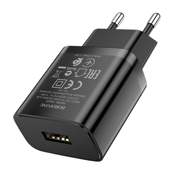 Сетевое З/У Borofone BA52A 1USB 2.1A черный (1/65/260)