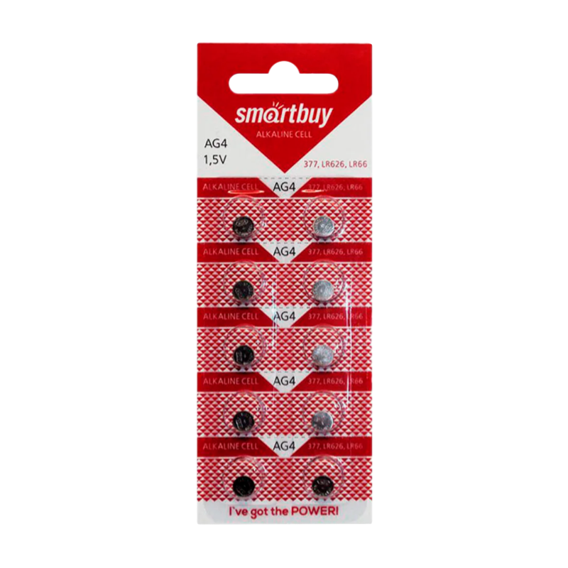 Батарейка Smartbuy G4/LR626/LR66/377A/177 BL10 Alkaline 1.5V (10/100/2000)