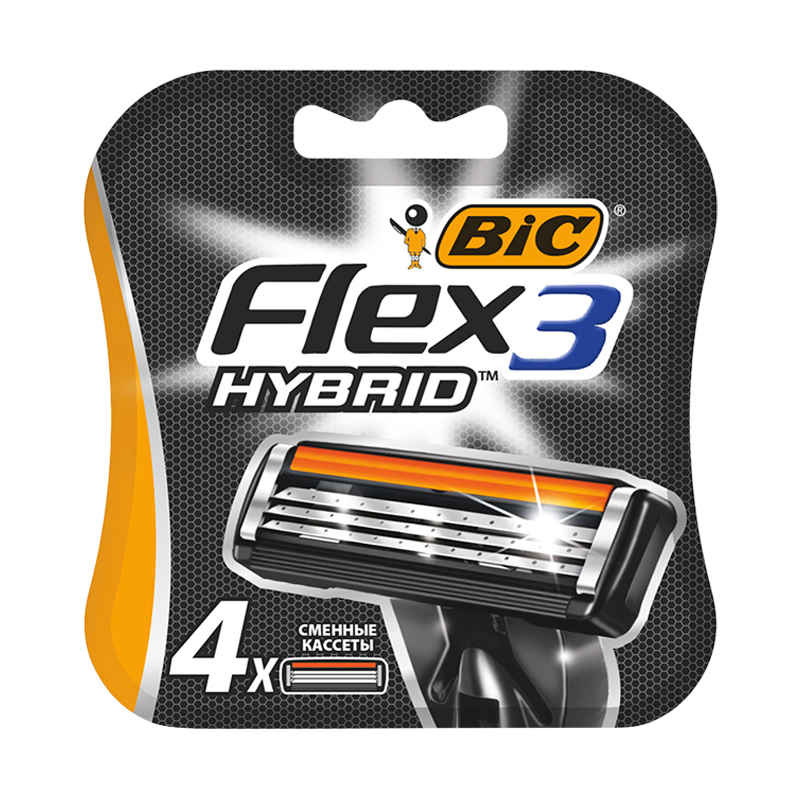 Сменные кассеты BIC "Flex 3 Hybrid" 3 лезвия 4шт. (цена за 1 шт) (4/24/96)
