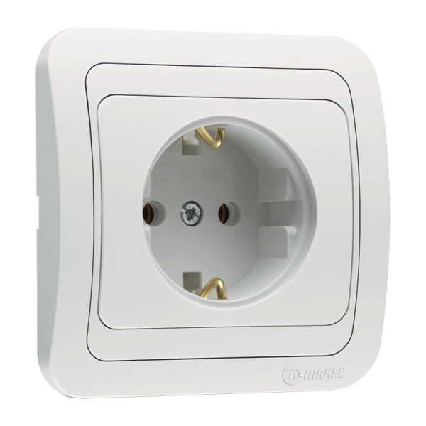 Розетка Makel Mimoza 1гн. 16A С/З белый 12028 (1/12)