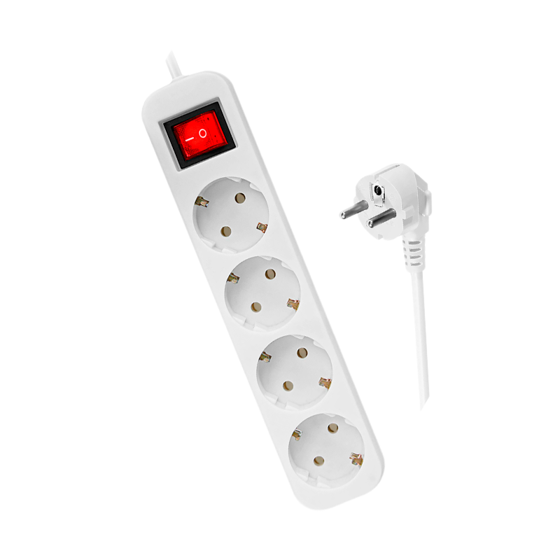 Удлинитель Defender S418 4р.С/З 10A 1.8м с выкл. белый (1/30)