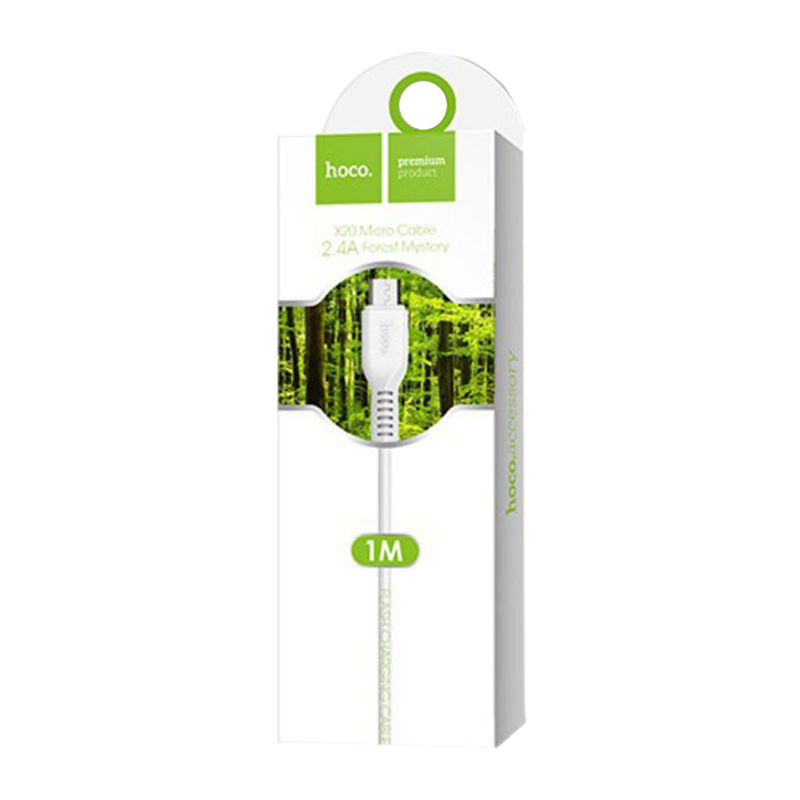 Кабель HOCO X20 USB (m)-microUSB (m) 1.0м 2.4A ПВХ белый (1/30/300)