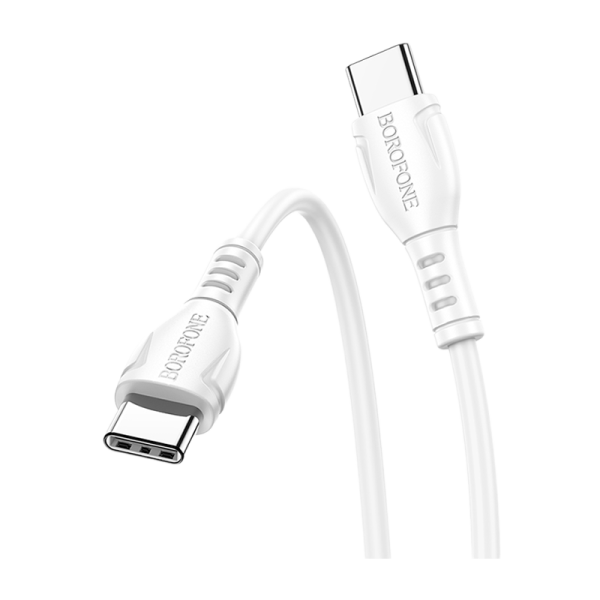 Кабель Borofone BX51 Type-C (m)-Type-C (m) 1.0м 3.0A 60W ПВХ белый (1/360)