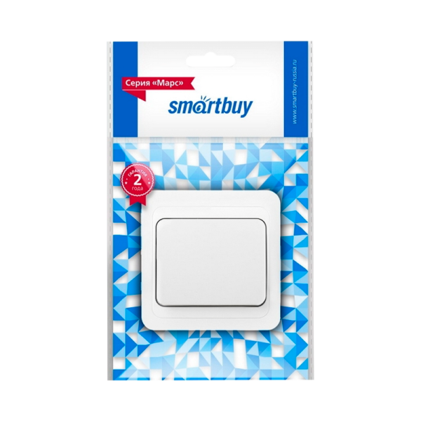 Выключатель Smartbuy 1-клавишный 10А белый "Марс" (SBE-02w-10-SW1-0)