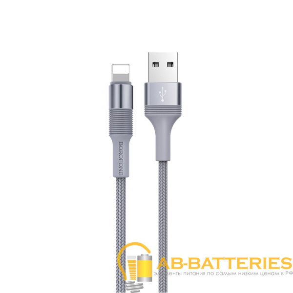 Кабель Borofone BX21 USB (m)-Lightning (m) 1.0м 2.4A нейлон серый (1/648)
