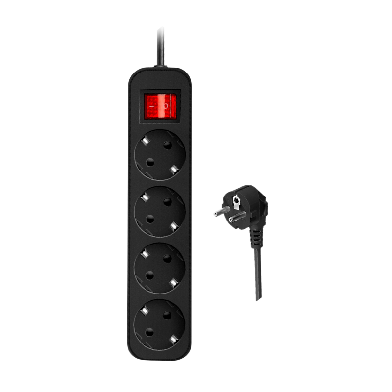 Удлинитель Defender G430 4р.С/З 3.0м с выкл. черный (1/30)