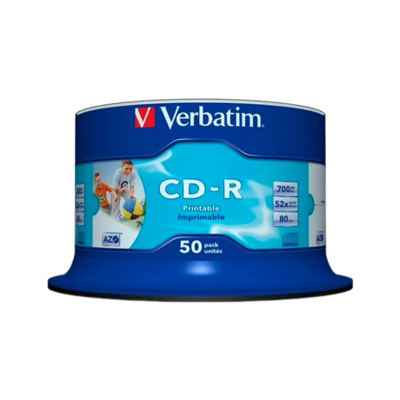 Диск CD-R Verbatim Full Ink Print 52x 80min 50шт. cake box (50/200)
