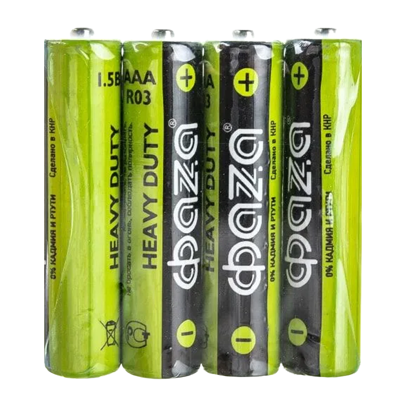 Батарейка Фаzа R03 AAA Shrink 4 Heavy Duty 1.5V (4/60/1200)