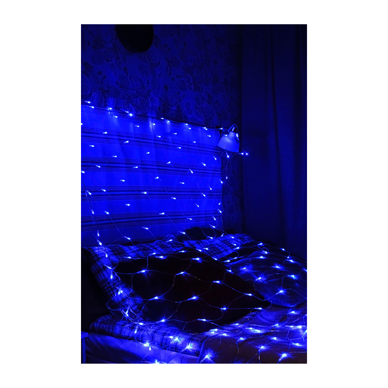*Гирлянда Космос 240LED 1.8м лампочки сетка 8 режимов с контроллером синий (1/40) 