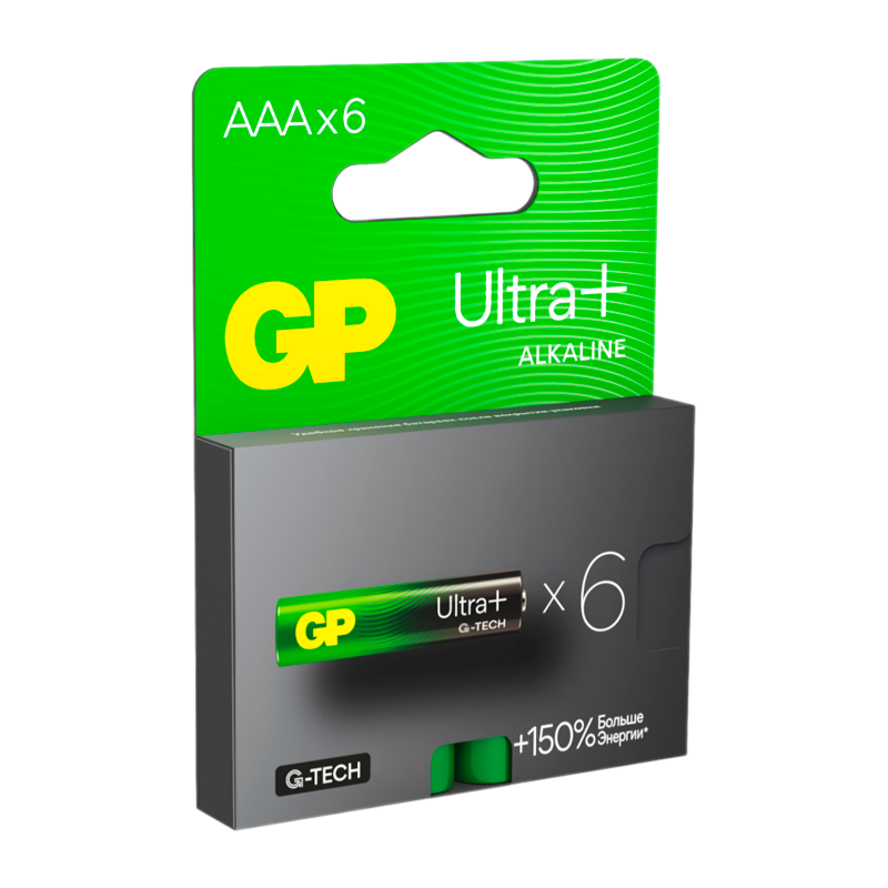 Батарейка GP ULTRA PLUS G-tech LR03 AAA BL6 Alkaline 1.5V (6/96/768)