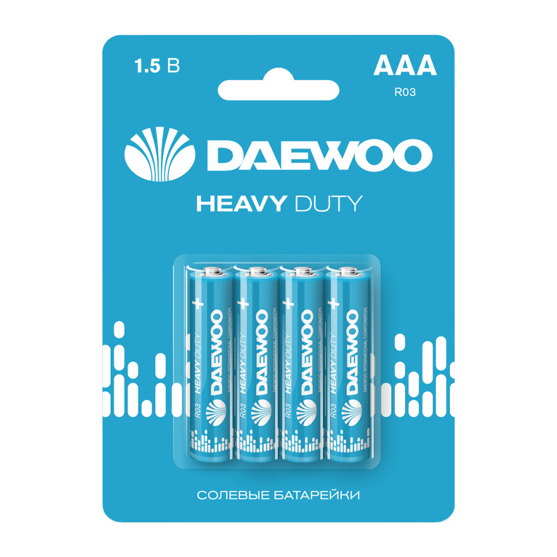 Батарейка Daewoo R03 AAA BL4 Heavy Duty 1.5V (4/40/960)