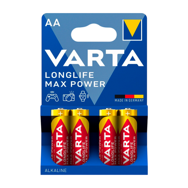 Батарейка Varta LONGLIFE MAX POWER (MAX TECH) LR6 AA BL4 Alkaline 1.5V (4706) (4/80/400)
