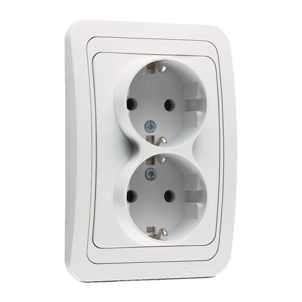 Розетка Makel Mimoza 2гн. 16A С/З белый 12082