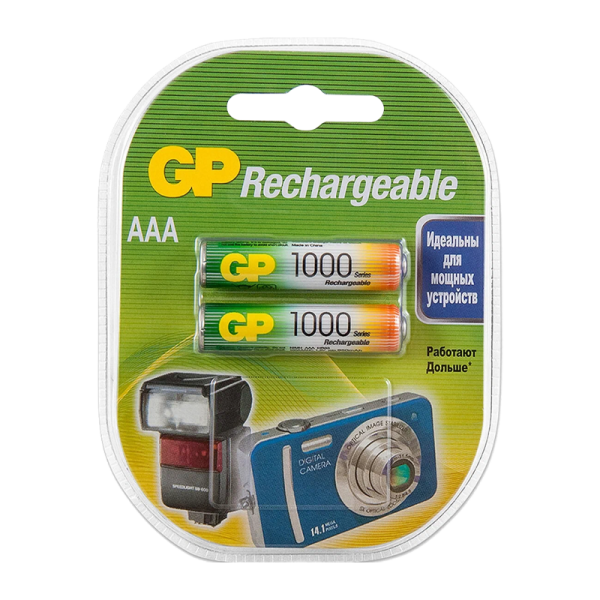 Аккумулятор бытовой GP HR03 AAA BL2 NI-MH 1000mAh в пластиковой упаковке (2/20/200) R