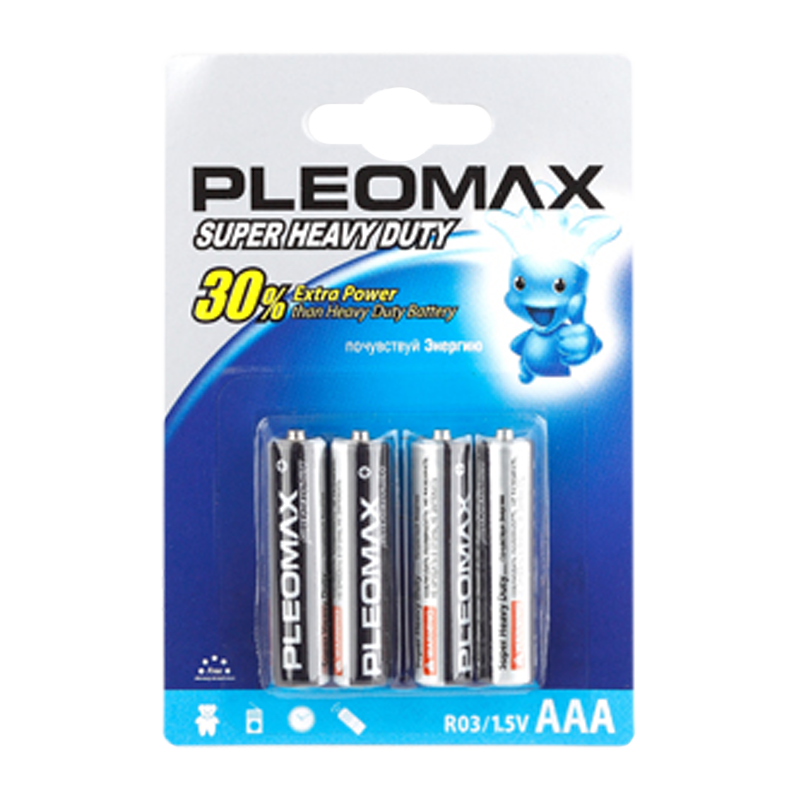 Батарейка Pleomax Super R03 AAA BL4 Heavy Duty 1.5V (4/40/960/38400)