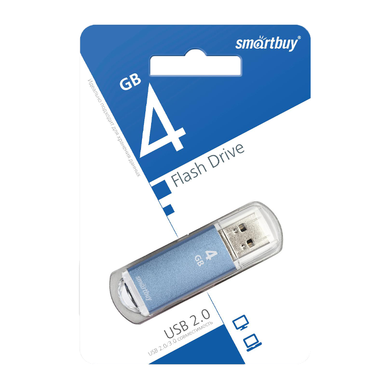 Флеш-накопитель Smartbuy V-Cut 4GB USB2.0 пластик синий