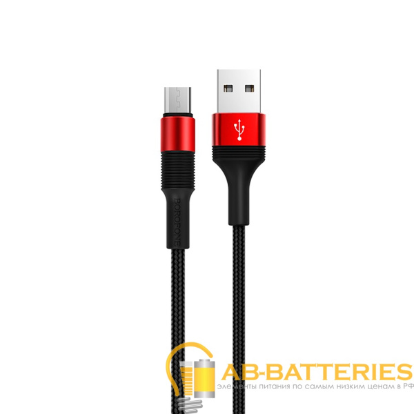 Кабель Borofone BX21 USB (m)-microUSB (m) 1.0м 2.4A нейлон красный (1/648)
