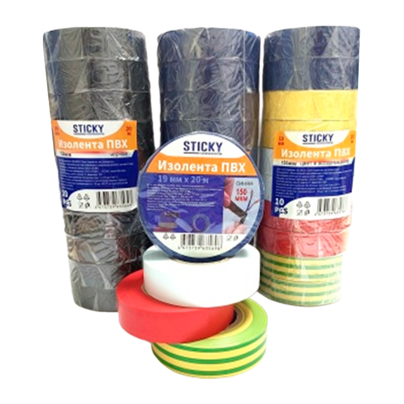 Изолента STICKY ПВХ 19мм*20м черный (1/10/36)