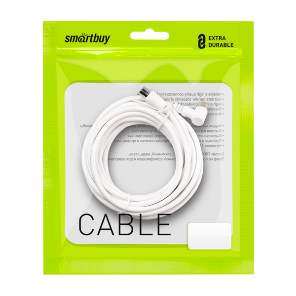 Кабель Smartbuy K-TV125 TV (m)-TV (f) 5.0м силикон серый (1/50)