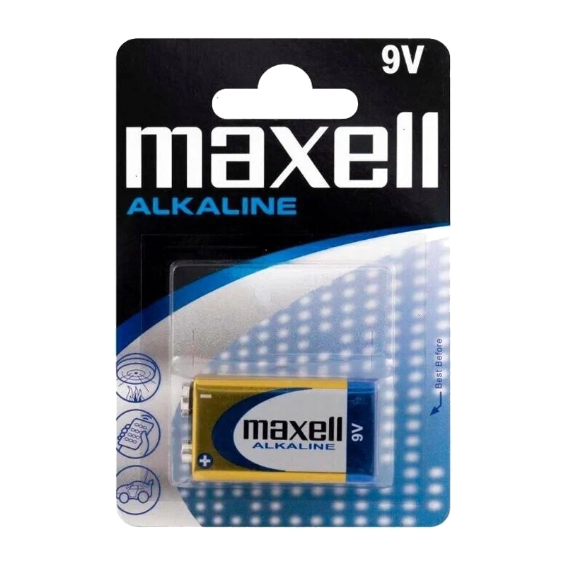 Батарейка Maxell Крона 6LR61 BL1 Alkaline 9V (1/12/60)